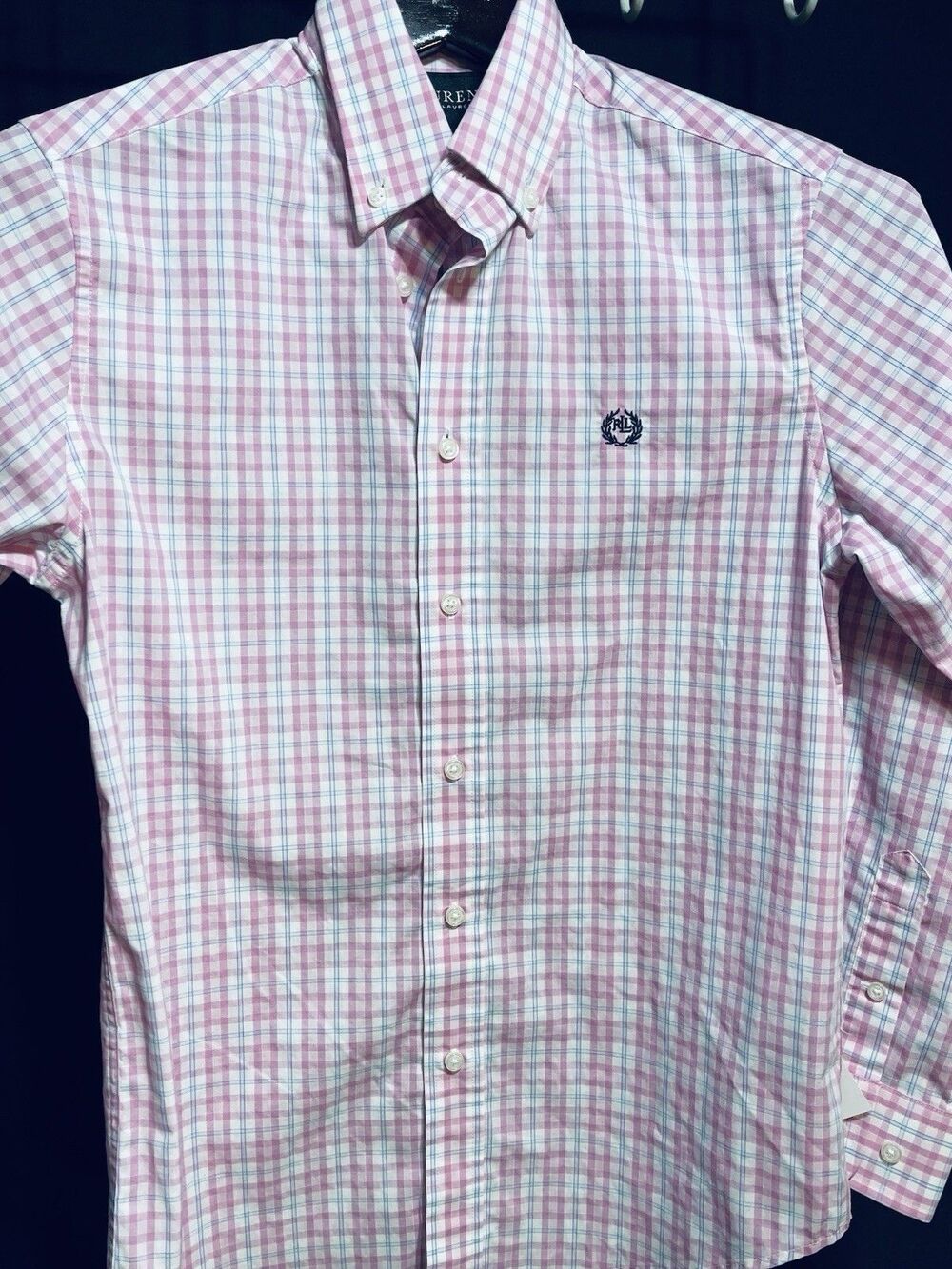 Ralph Lauren Pink Plaid Button Up Boys Dress Shirt  Size 14 #0285